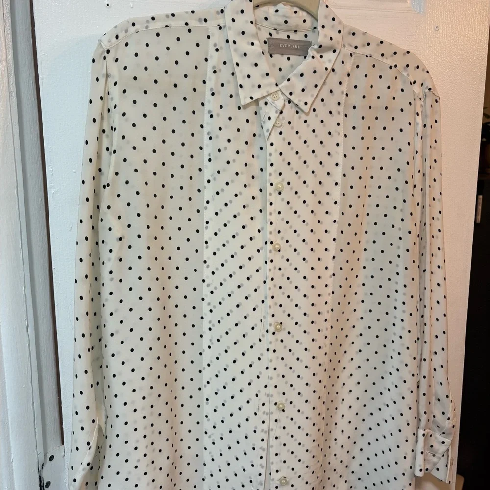 Everlane White and Black Polka Dot Blouse - Picture 1 of 3